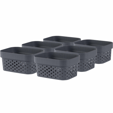 Curver INFINITY RECYCLING Box mit Lochmuster 1,4 L 1 Karton = 6 Boxen, Farbe: dunkelgrau - Bild-Darstellung des Produktes 1