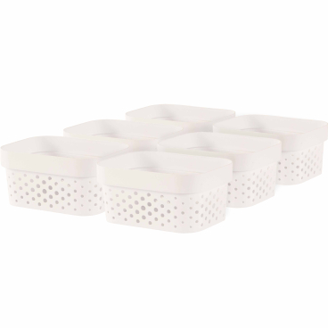 Curver INFINITY RECYCLING Box mit Lochmuster 1,4 L 1 Karton = 6 Boxen, Farbe: weiß - Bild-Darstellung des Produktes 1