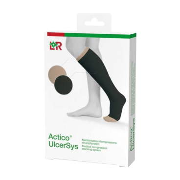 Actico® UlcerSys Kompressionsstrumpf, standard, schwarz/sand 1 Set Größe XXL, 1 Oberstrumpf schwarz + 2 Unterstrümpfe sand - Bild-Darstellung des Produktes 1