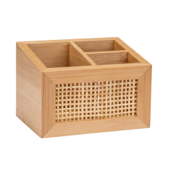 Wenko-Wenselaar GmbH & Co. KG WENKO Badbox Allegre mit Fächern, aus Bambus und Rattan, Natürliche Badbox mit 3 Fächern im angesagten Boho-Style, 1 Stück 25600100