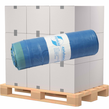 DEISS PREMIUM Abfallsack 120 Liter blau mit Zugband, Typ 80 1 Palette = 48 Karton = 480 Rollen = 12.000 Stück - Bild-Darstellung des Produktes 1
