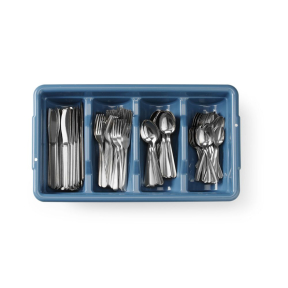 HENDI Besteck-Set mit Tablett Blau, 525x300x95 mm, Edelstahl, PP (Polypropylen), Rechteckig, 200-teilig kaufen