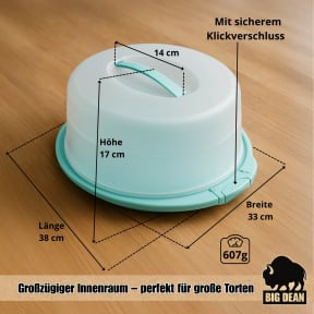 BigDean Tortenbehälter mit Kühlakku 38 cm Durchmesser, 17 cm Höhe, Kunststoff, inkl. 2 Kühlakkus kaufen