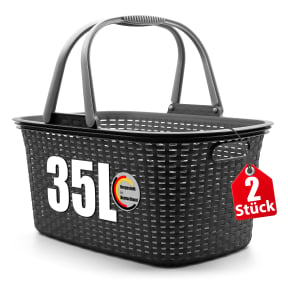 BigDean Wäschekorb mit Henkel Rattan Design 35 L, 2 Stück, Kunststoff kaufen