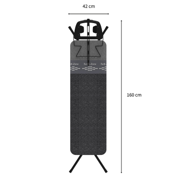Rörets Bügelbrett Facile Dual Action – Schwarz, 75-97x120x38 cm