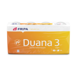 Fripa Papierfabrik Albert Friedrich KG Fripa Duana Toilettenpapier, 3-lagig, hochweiß, Weiches Klopapier mit Dekoprägung, 1 Packung = 8 Rollen à 250 Blatt 1300800