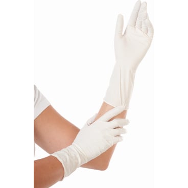 Hygostar® Nitrilhandschuhe Safe Long, puderfrei, weiß 1 Packung = 100 Stück, Größe L - Bild-Darstellung des Produktes 1