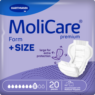 MoliCare® Premium Form +SIZE Inkontinenzeinlage, 8 Tropfen 1 Packung = 18 Stück, Maße: 76 x 44 cm - Bild-Darstellung des Produktes 1