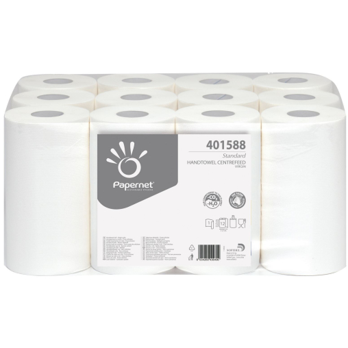 Rollenhandtuchpapier, Tissue, 1-lagig, hochweiß