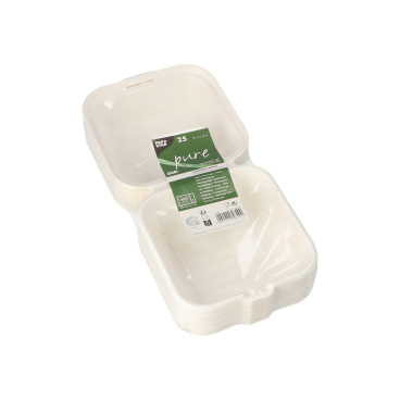 Papstar Hamburger Boxen pure, Zuckerrohr 1 Karton = 5 Packungen á 25 Stück - Bild-Darstellung des Produktes 1
