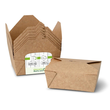 Greenbox Take away Kartonbox, PE-beschichtet, braun 1150 ml – 1 Karton = 300 Stück