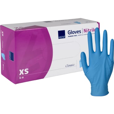 ABENA® Classic Nitrilhandschuhe, puderfrei, blau 1 Karton = 10 Packungen à 200 Stück, Größe XS - Bild-Darstellung des Produktes 1