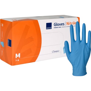 ABENA® Classic Nitrilhandschuhe, puderfrei, blau 1 Karton = 10 Packungen à 200 Stück, Größe M - Bild-Darstellung des Produktes 1