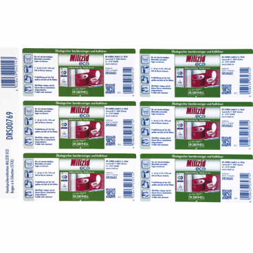 Dr. Schnell Handsprühetiketten ECO 1 Bogen = 6 Etiketten, MILIZID ECO - Bild-Darstellung des Produktes 1