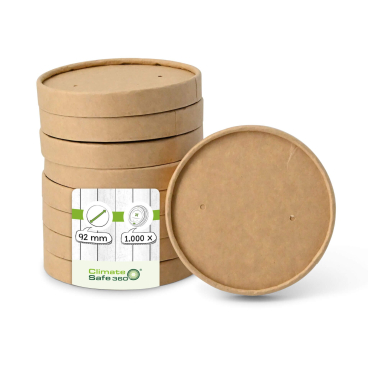 Greenbox Einweg Eisbecher Deckel, rund, Ø 9,2 cm 1 Packung = 50 Stück, braun kaufen