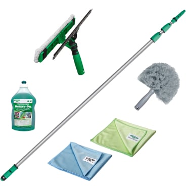 UNGER Wintergarten Reinigungsset, 6-teilig 1 Set = Stange, VisaVersa, Seife, Tuch, Tuch Lite, Staubbürste - Bild-Darstellung des Produktes 1