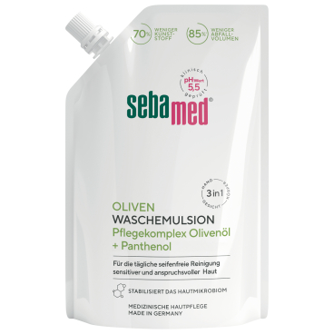 sebamed® OLIVEN WASCHEMULSION, Flüssig 400 ml - Nachfüllbeutel - Bild-Darstellung des Produktes 1