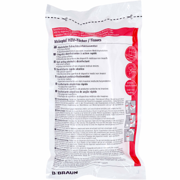 B. Braun Meliseptol® HBV Desinfektionstücher Nachfüllpackung mit 100 Stück - Bild-Darstellung des Produktes 1