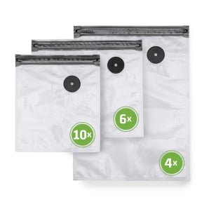 CASO Vacu ZIP-Bags, Vakuumbeutel, reißfest, 20-teiliges Set – 20-teiliges Set: 10 x 20 x 23 cm, 6 x 26 x 23 cm, 4 x 26 x 35 cm
