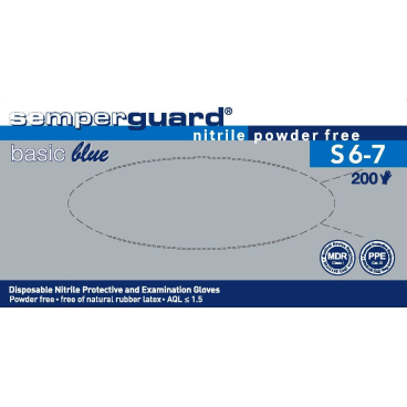 Semperguard® Basic Blue Einmalhandschuhe, puderfrei 1 Packung = 200 Stück, Größe S (6-7) - Bild-Darstellung des Produktes 1