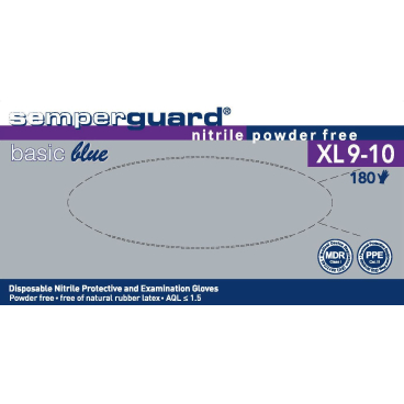 Semperguard® Basic Blue Einmalhandschuhe, puderfrei 1 Packung = 180 Stück, Größe XL (9-10) - Bild-Darstellung des Produktes 1