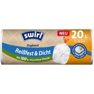 Swirl® Müllbeutel Reißfest, mit Zugband, 20 Liter 1 Rolle = 15 Beutel - Bild-Darstellung des Produktes 1