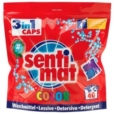 Sentimat Color 3in1 Caps Wäschepods, mit extra-soft Weichspüler 40 Stück - Packung, für ca. 40 Waschladungen - Bild-Darstellung des Produktes 1
