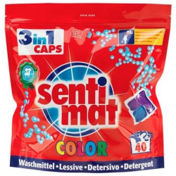 Rösch Germany GmbH Sentimat Color 3in1 Caps Wäschepods, mit extra-soft Weichspüler, Wäschepflege mit getrennten Kammern und leistungsstarker Wirkstoffkombination, 40 Stück - Packung, für ca. 40 Waschladungen 11325