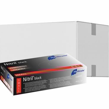 Meditrade Nitril® black Untersuchungs- und Schutzhandschuhe 1 Karton = 10 x 100 Stück = 1000 Stück, Größe S - Bild-Darstellung des Produktes 1