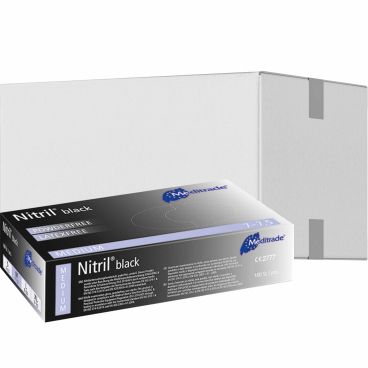 Meditrade Nitril® black Untersuchungs- und Schutzhandschuhe 1 Karton = 10 x 100 Stück = 1000 Stück, Größe M - Bild-Darstellung des Produktes 1