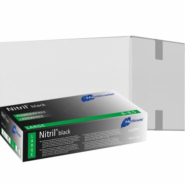 Meditrade Nitril® black Untersuchungs- und Schutzhandschuhe 1 Karton = 10 x 100 Stück = 1000 Stück, Größe L - Bild-Darstellung des Produktes 1