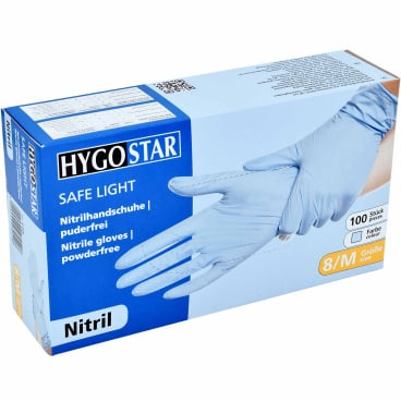 HYGOSTAR® Nitrilhandschuhe Safe Light, puderfrei, blau 1 Packung = 100 Stück, Größe M - Bild-Darstellung des Produktes 1