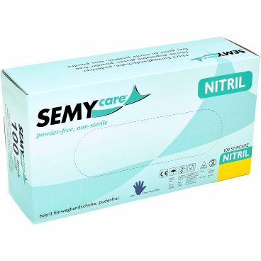 SemyCare Nitrilhandschuhe im Spenderkarton, puderfrei, blau 1 Packung = 100 Stück, Größe L - Bild-Darstellung des Produktes 1