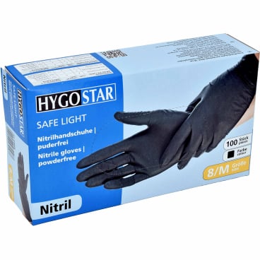 HYGOSTAR® Nitrilhandschuhe Safe Light, puderfrei, schwarz 1 Packung = 100 Stück, Größe M - Bild-Darstellung des Produktes 1