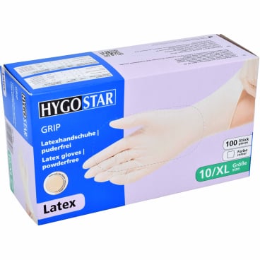 HYGOSTAR® Latexhandschuhe Grip, puderfrei, weiß 1 Packung = 100 Stück, Größe XL - Bild-Darstellung des Produktes 1