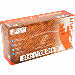 50 Paia Guanti Da Lavoro Nitras Tough Grip N In Nitrile, Taglia L (nero), Superficie A Squame Antiscivolo, Certificati EN ISO 374