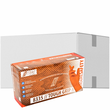 NITRAS TOUGH GRIP N Einmalhandschuhe, orange 1 Karton = 10 Packungen = 500 Stück, Größe S - Bild-Darstellung des Produktes 1