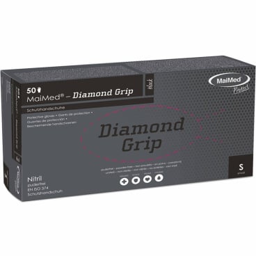 MaiMed® Diamond Grip Nitril Einmalhandschuhe, schwarz, puderfrei 1 Packung = 50 Stück, Größe S (6) - Bild-Darstellung des Produktes 1