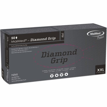 MaiMed® Diamond Grip Nitril Einmalhandschuhe, schwarz, puderfrei 1 Packung = 50 Stück, Größe XXL (10) - Bild-Darstellung des Produktes 1