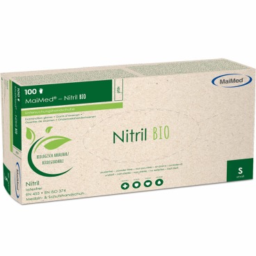MaiMed® Nitril BIO Einmalhandschuhe, puderfrei 1 Packung = 100 Stück, Größe S (6) Farbe: mint - Bild-Darstellung des Produktes 1