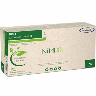 MaiMed® Nitril BIO Einmalhandschuhe, puderfrei 1 Packung = 100 Stück, Größe M (7) Farbe: mint - Bild-Darstellung des Produktes 1