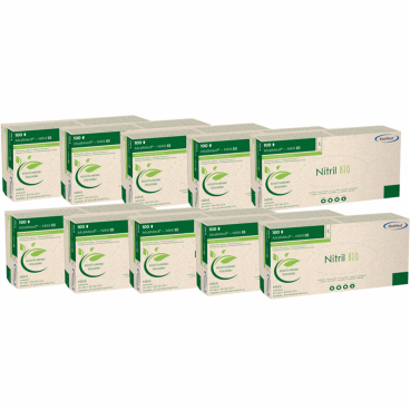 MaiMed® Nitril BIO Einmalhandschuhe, puderfrei 1 Karton = 10 Packungen à 100 Stück, Größe XL (9) Farbe: mint - Bild-Darstellung des Produktes 1