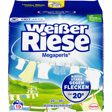 Weißer Riese Megaperls® Vollwaschmittel 1,140 kg - Packung, für ca. 19 Waschladungen - Bild-Darstellung des Produktes 1