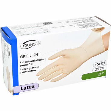 Hygonorm® Latexhandschuhe Grip Light, puderfrei, weiß 1 Packung = 100 Stück, Größe L - Bild-Darstellung des Produktes 1
