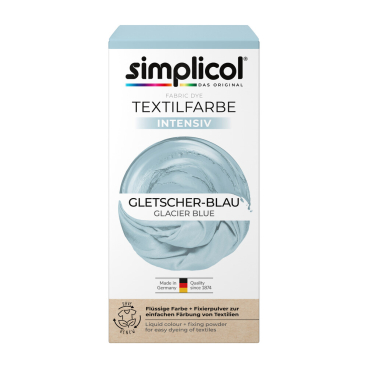 simplicol Textilfarbe intensiv 150 ml Textilfarbe + 400 g Fixierer, Farbe: Gletscher Blau - Bild-Darstellung des Produktes 1