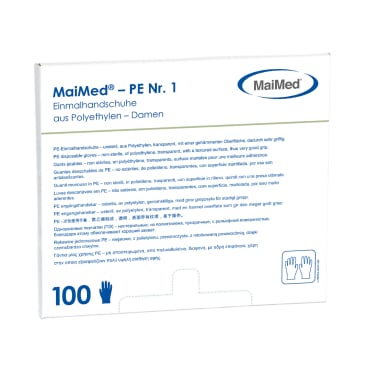 MaiMed® PE-Einmalhandschuhe 1 Packung = 100 Stück, Für Damen - Bild-Darstellung des Produktes 1