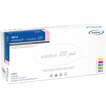 MaiMed® solution 100 pink PF Untersuchungshandschuhe 1 Packung = 100 Stück, Größe M - Bild-Darstellung des Produktes 1
