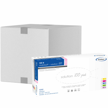 MaiMed® solution 100 pink PF Untersuchungshandschuhe 1 Karton = 10 Packungen à 100 Stück, Größe S - Bild-Darstellung des Produktes 1
