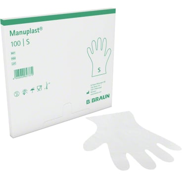 B. Braun Manuplast PE-Einmalhandschuhe 1 Packung = 100 Stück, Größe S - Bild-Darstellung des Produktes 1