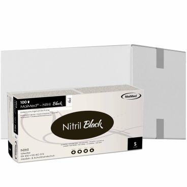 MaiMed® Nitril Black Einmalhandschuhe, Nitril 1 Karton = 10 Packungen = 1000 Stück, Größe S - Bild-Darstellung des Produktes 1
